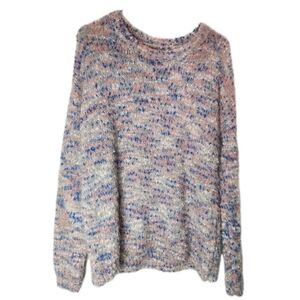 So Fuzzy Juniors Sweater Gray Blue Pink Soft Comfy XL